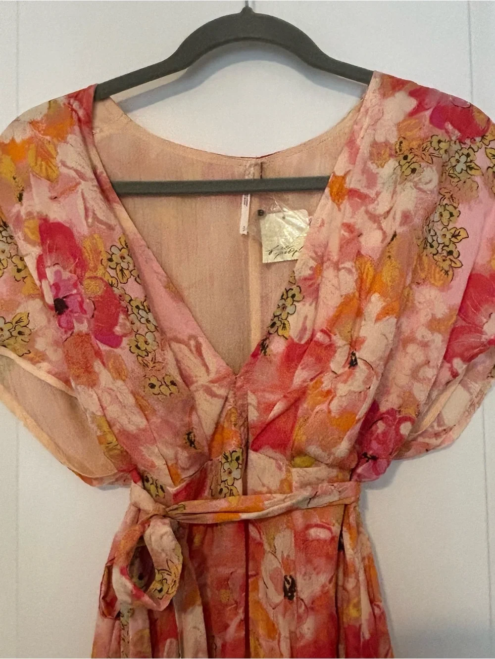 Free People Freddy tie mini dress small Fruit Punch Combo pink print NWT